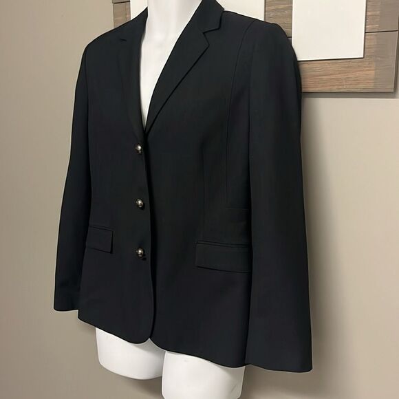 Calvin Klein Women’s Black Long Sleeve Notched Collar V-Neck Blazer- Size 10 - Picture 2 of 15